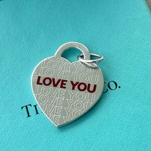 Tiffany & Co. Silver Heart Charm with Red Accent